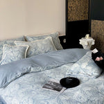 Bedding Set Cotton Blend Jacquard Raised Leaf Reversible