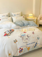 Bedding Set Cotton Blend Reversible Space Design