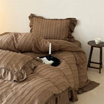 Bedding Set Cotton Blend Ribbed & Ruffled 4-Piece
