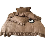 Bedding Set Cotton Blend Ribbed & Ruffled 4-Piece