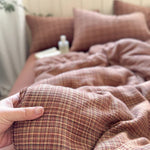 Bedding Set Cotton Gauze Washed Vintage Check 4-Piece
