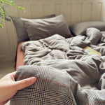 Bedding Set Cotton Gauze Washed Vintage Check 4-Piece