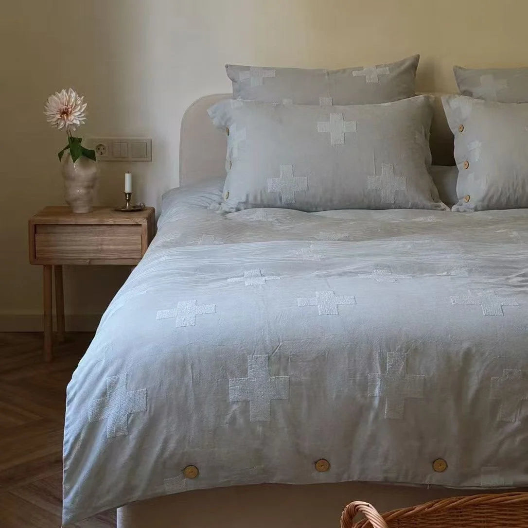 Bedding Set Cotton Jacquard Breathable 4-Piece