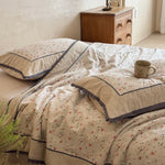 Bedding Set Cotton-Linen Blend Floral Ruffles 4-Piece