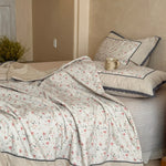 Bedding Set Cotton-Linen Blend Floral Ruffles 4-Piece