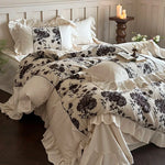 Bedding Set Cotton-Linen Breathable Reversible Floral Jacquard