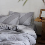 Bedding Set Cotton-Linen Breathable Reversible Stripes 4-Piece