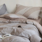 Bedding Set Cotton-Linen Breathable Reversible Stripes 4-Piece