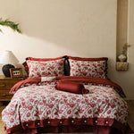 Bedding Set Cotton-Linen Jacquard Floral Reversible
