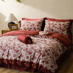 Bedding Set Cotton-Linen Jacquard Floral Reversible