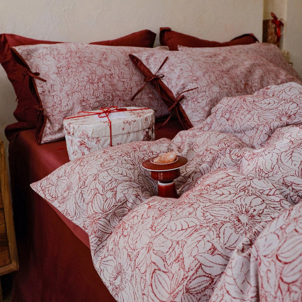 Bedding Set Cotton-Linen Jacquard Floral Reversible