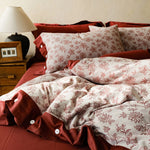 Bedding Set Cotton-Linen Jacquard Floral Reversible