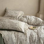 Bedding Set Cotton-Linen Reversible Lace & Ruffles