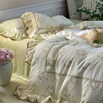 Bedding Set Cotton-Linen Temperature-Regulating Watercolor Floral