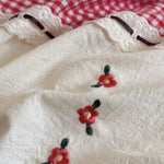 Bedding Set Cotton Muslin Vichy Check & Embroidered Border