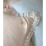Bedding Set Cotton Percale Fine Stripe Ruffled Edges