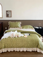 Bedding Set Cotton Percale Floral Jacquard Zippered Duvet