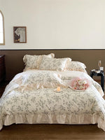 Bedding Set Cotton Percale Floral Jacquard Zippered Duvet