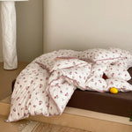 Bedding Set Cotton Percale Floral Print Crochet Lace