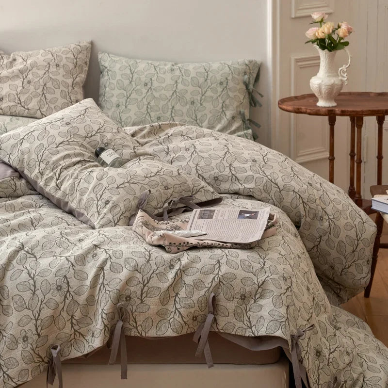 Bedding Set Cotton Percale Floral Woven 4-Piece