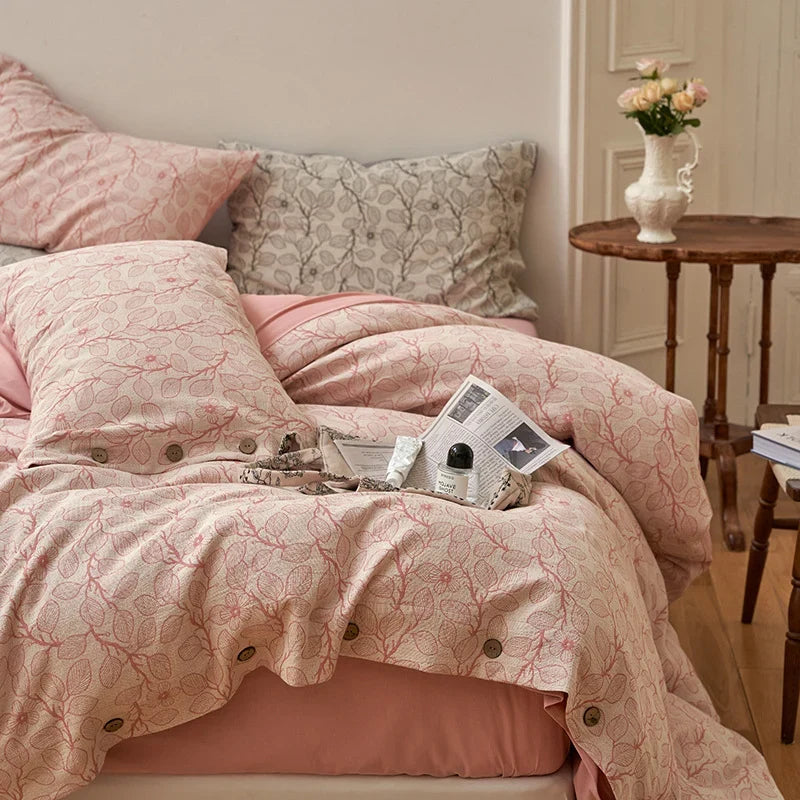 Bedding Set Cotton Percale Floral Woven 4-Piece