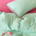 Bedding Set Cotton Percale Striped Decorative Piping