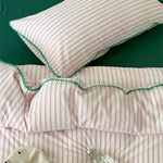 Bedding Set Cotton Percale Striped Decorative Piping