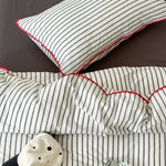 Bedding Set Cotton Percale Striped Decorative Piping