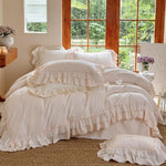 Bedding Set Cotton Ruffled Floral Duvet Cover & Pillowcases
