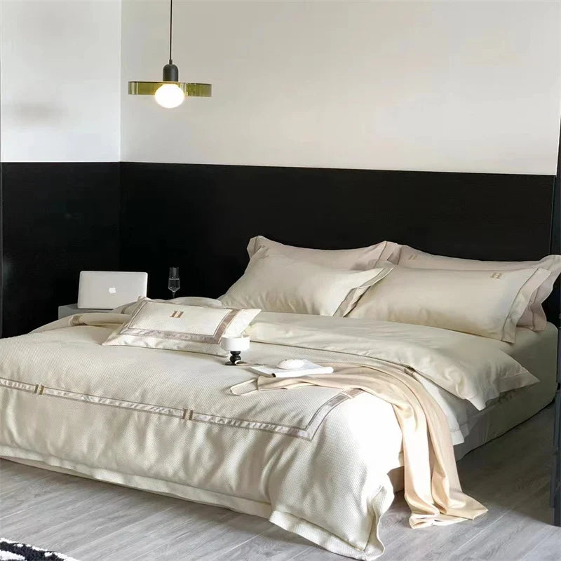 Bedding Set Cotton Satin 4-Piece Concealed Zippers