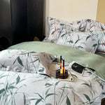 Bedding Set Cotton Satin Botanical Print 4 Piece