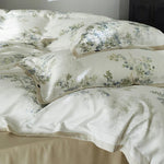 Bedding Set Cotton Satin Botanical Print Zipper Closure