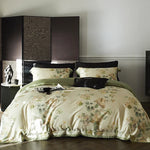 Bedding Set Cotton Satin Botanical Print Zipper Closure