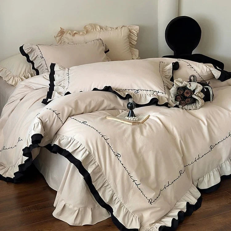 Bedding Set Cotton Satin Breathable Concealed Closure & Zipper Pillowcases