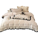 Bedding Set Cotton Satin Breathable Concealed Closure & Zipper Pillowcases