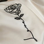 Bedding Set Cotton Satin Breathable Contrast Border & Rose Embroidery