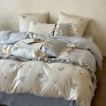 Bedding Set Cotton Satin Breathable Floral Embroidery 4-Piece