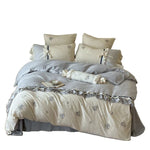 Bedding Set Cotton Satin Breathable Floral Embroidery 4-Piece