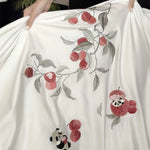 Bedding Set Cotton Satin Breathable Floral Embroidery & Panda Appliqués