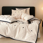 Bedding Set Cotton Satin Breathable Reversible Embroidery & Piping