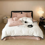 Bedding Set Cotton Satin Breathable Reversible Embroidery & Piping