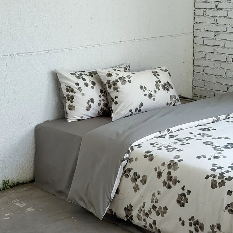Bedding Set Cotton Satin Breathable Watercolor Floral 4-Piece