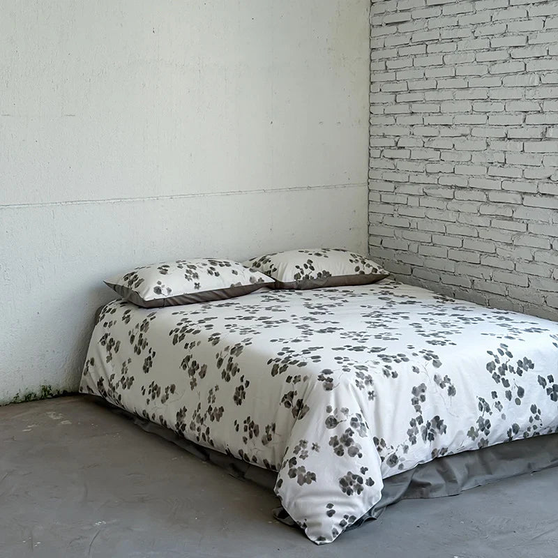Bedding Set Cotton Satin Breathable Watercolor Floral 4-Piece