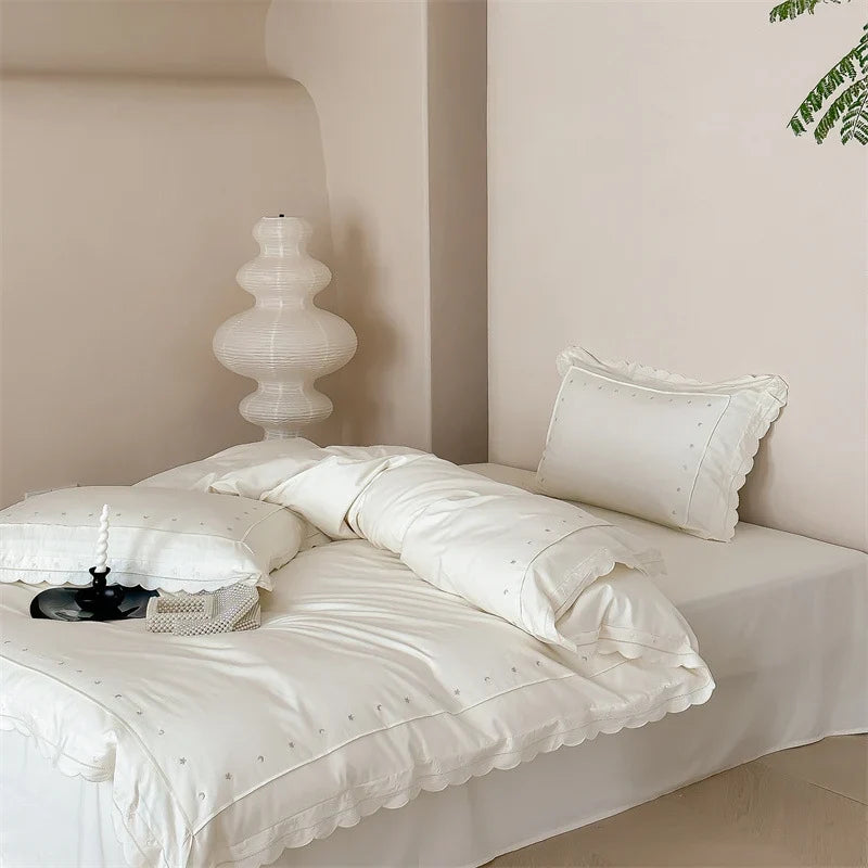 Bedding Set Cotton Satin Breathable Wrinkle-Resistant 4-Piece