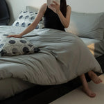 Bedding Set Cotton Satin Breathable Zipper Closure