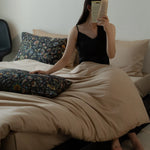 Bedding Set Cotton Satin Breathable Zipper Closure