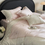Bedding Set Cotton Satin Butterfly Embroidery 4-Piece Set