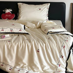 Bedding Set Cotton Satin Cherry Applique Set of 3