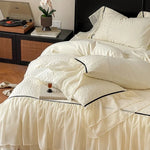 Bedding Set Cotton Satin Chiffon Ruffles 4 Piece