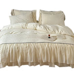 Bedding Set Cotton Satin Chiffon Ruffles 4 Piece
